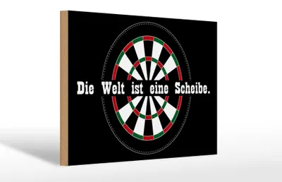 Produktbild von Holzschild  Dart die Welt ist eine Scheibe, 30x20 cm, Holzschilder Spruch Sport Hobby