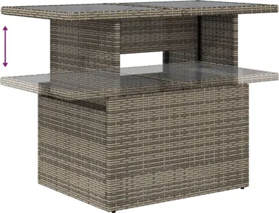 Immagine prodotto di vidaXL Tavolo da giardino con piano in vetro grigio 100x55x73 cm in poly rattan