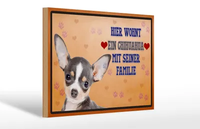 Produktbild von Holzschild Spruch 30x20cm Hund hier wohnt ein Chihuahua