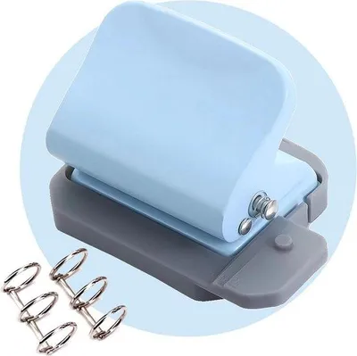 Image de Perforatrice à 6 trous pour papiers A4, A5 et B5, bleue, réglable