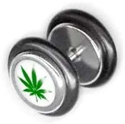 Produktbild von Ohrstecker Ear Fake Plug Stahl Silberfarbe Gummiring Marijuana Hrmu.03.8mm