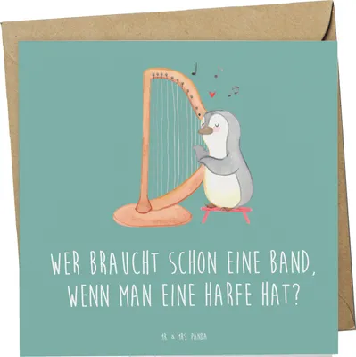 Produktbild von Mr. & Mrs. Panda Grußkarte Harfenzauber - Meeresbrise - Geschenk, Band, Lernen, Klappkarte, Glückwunschkarte, doppelkarte, Klang, Instrument, Musik, Musikinstrument