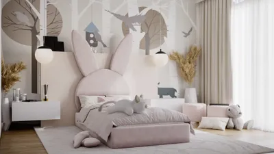 Produktbild von Kinderbett Polsterbett Bett HÄSCHEN 90x200cm Stoff Bukla Hellrosa inkl. Matratze