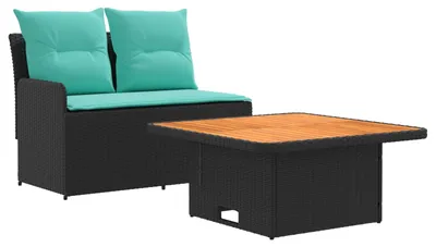 Produktbild von Garten Armlehnen Sofa mit Klapptisch 2 Stück Schwarz und Türkis