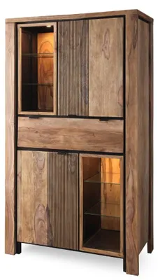 Produktbild von BANDUNG Vitrine 2 Türen/1 Schublade/4 Glasablagen/Licht