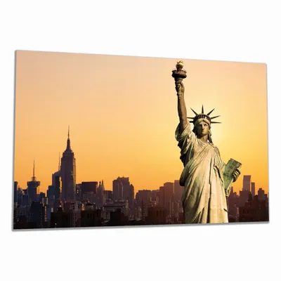 Produktbild von Wallario Herdabdeckplatte aus Glas, Größe 80 x 52 cm 1-teilig, Motiv Freiheitsstatue New York