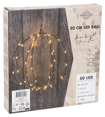 Immagine prodotto di Palla LED 20cm 50 LEDS palla luminosa extra bianco caldo oro incandescente batteria timer