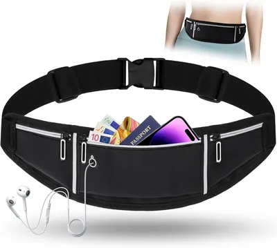 Produktbild von Laufgürtel, Verstellbare Hüfttasche, Wasserdicht, 3 Fächer, für Joggen
