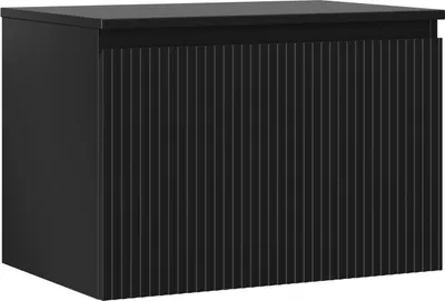 Produktbild von Mexen Rivel Badezimmerschrank 70 cm mit Platte, 1 Schublade, geriffelt, schwarz matt - 91A20-07047-1-BFC71