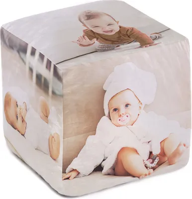 Produktbild von Ferocity Fotokissen Würfel Kissen mit Foto 3D Samt Kissenbezug mit Füllung mit 6 Fotos; für das Wohnzimmer Kinderzimmer Schlafzimmer 35 cm Groß; Deko für Kinder Eltern Paare Motiv Fotowürfel [091]