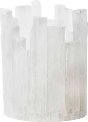 Produktbild von 2x Selenit Teelichthalter 11 x 8 cm Kristalloptik aus Naturstein – weiß