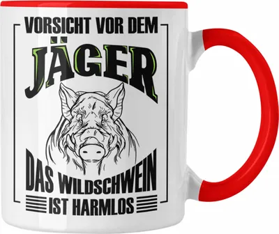 Produktbild von Trendation - Lustige Tasse Geschenk für Jäger Wildschwein Spruch Geschenkidee Jagd (Rot)