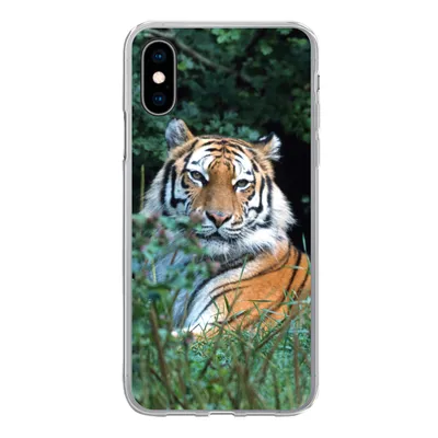 Produktbild von MuchoWow® Handyhülle Schutzhülle Hülle für iPhone X Tiger - Gras - Grün Silikon Softcase Handy Hülle - Handyhülle