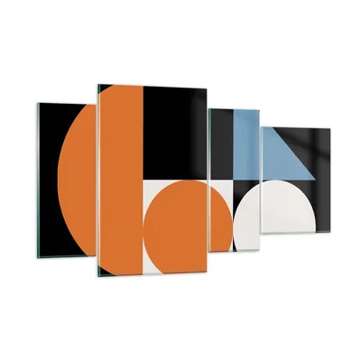 Produktbild von Bilder auf glas - 4 Teile - Stück Geometrisch Räder - 120x70cm - Glasbilder - Wandbilder - Bilder - zum Aufhängen bereit - Wanddekoration aus Glas - Glas Bilder - Wandbild auf Glas - GDL120x70-4879