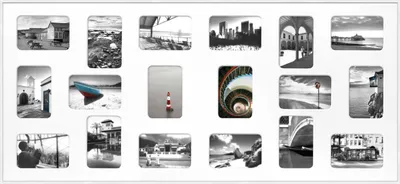 Produktbild von nielsen Aluminium Bilderrahmen Pixel-Collage, 109,2x49,5 cm - 18x 10x15 cm, Weiß Glanz, Architektur