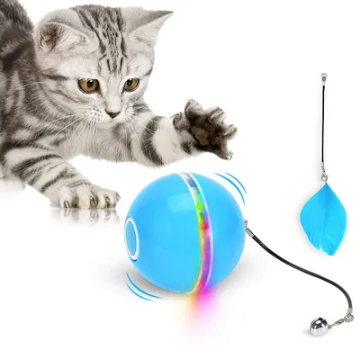 Produktbild von Interaktiver,Katzenspielzeugball,mit,LED-Licht,,360,°,selbstdrehender,Ball,,wiederaufladbares,elektrisches,USB-Katzenspielzeug,zur,Stimulierung,des,Jagdinstinkts,,lustiger,Katzenspielzeug-Katzenball