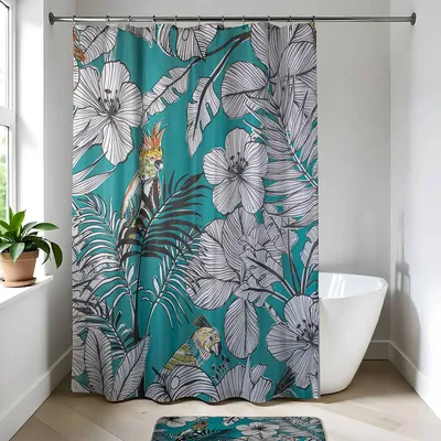 Produktbild von Polyester-duschvorhang 180x200 cm - jungle fever blau - Tendance
