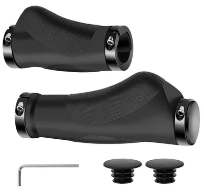 Immagine prodotto di Manopole ergonomiche per bicicletta, 22 mm, in gomma, con sistema di fissaggio a doppia serratura, adatte per e-bike, biciclette da città e da trekking