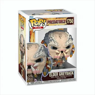 A Funko Pop! vinyl figure of Elder Greyback from Predator 2, displayed in its original packaging.