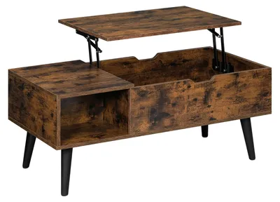 Immagine prodotto di Tavolino da salotto regolabile - Tavolino pieghevole con spazio contenitivo - Tavolino da caffè moderno - Tavolino in legno - 100x50x43 cm