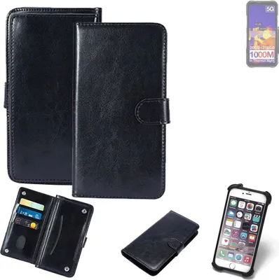 Produktbild von K-S-Trade 360° Hülle kompatibel mit Doogee V20 Pro schwarz Kunstleder Case BookCase WalletCase Kunstlederederhülle Handyhülle, Rundumschutz Bumper