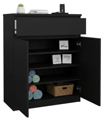 Image de Genziana - Buffet, 80x40x100h cm Noir, 3 Étagères