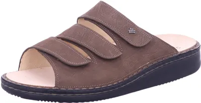 A single brown sandal is shown from a slightly diagonal front view against a white background.