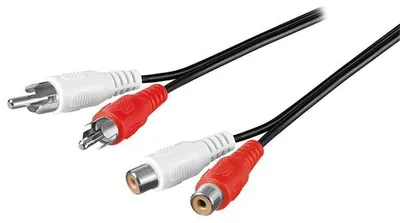 Produktbild von Audiokabel-Verlängerungskabel 2x CINCH M - 2x CINCH F, 5m, schwarz