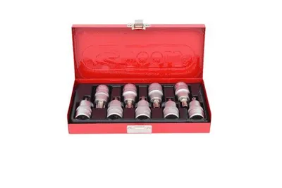 Produktbild von KS Tools 911.1385, Steckschlüssel-Satz, 1/2", 9 Kopf/Köpfe, Chrom-Vanadium-Stahl, DIN 3120, ISO 1174, 1,5 kg