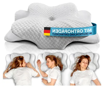Produktbild von Orthopädisches Kissen für alle Schlaftypen, Kopfkissen gegen Nackenschmerzen aus Memory Foam, Nackenstützkissen für Seitenschläfer, Weiß