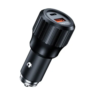 Produktbild von Choetech 63W Dual USB-C 45w+ USB-A 18w schnelles Autoladegerät (schwarz)