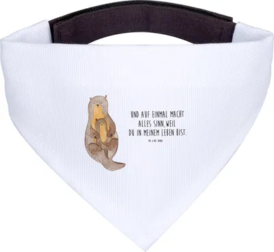 Produktbild von Mr. & Mrs. Panda Halstuch Hund Otter Kind - Weiß - Geschenk, Hunde, Familie, Tuch für, Hundehalstuch, Tochter, Mama, Geburt, Baby
