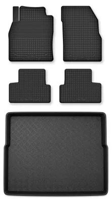 Image de Tapis en caoutchouc + bac de coffre pour Citroen C4 Picasso II 2013- (roue galette) – 5 pièces, noirs, semi-universel, adapté