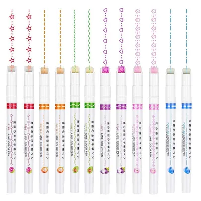 Image de 12 marqueurs de surlignement de forme incurvée, avec 6 formes différentes, pour les notes et le scrapbooking