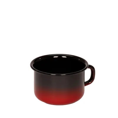 Produktbild von Riess Schale Kaffeeschale hoch Ø10cm 0,4 Liter Emaille rot/schwarz passend zu Lagerfeuerkessel