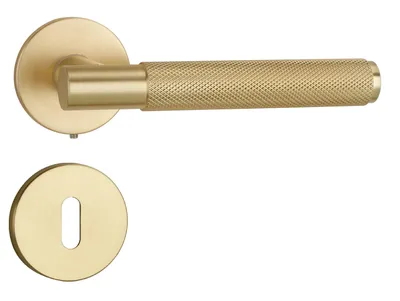 Produktbild von QRS - SORIA Türgriff für Zimmertüren, Türklinken Griff Set, mit Rosette BB, Golden Matt - Türbeschlag, Türdrückergarnitur für Innentür