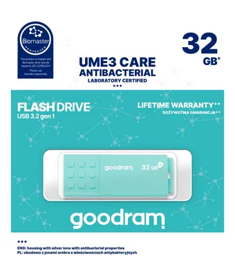 Productafbeelding van Goodram UME3 USB-stick, 32 GB, USB Type-A 3.2 Gen 1 (3.1 Gen 1), turquoise