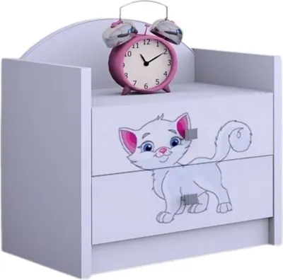 Produktbild von Happy Babies - Nachttisch Kinder Beistelltisch mit Schublade, , Schlafzimmer & Kinderzimmer, weiß, Farbige | Geschenk für Jungen | 27x34x40