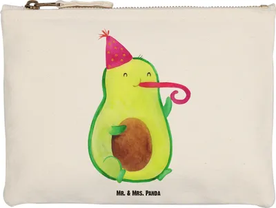 Produktbild von Mr. & Mrs. Panda kosmetiktäschchen Avocado Feier Größe M - Weiß - Geschenk, Kulturbeutel, Etui, Geburtstag, Tröte, Fete, Make-Up Tasche, Schlampermäppchen, Party