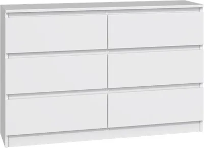 Obrázok produktu pre Komoda biela so šiestimi zásuvkami, spálňa, predsieň, skriňa, príborník, vysoká skriňa, šírka 120 cm, výška 75 cm