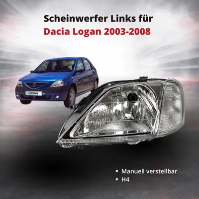 Obrázok produktu pre Predný svetlomet vľavo pre Dacia Logan 2003–2008 | s manuálnym nastavením | OEM 6001546788