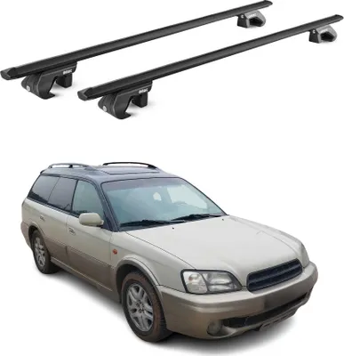 Image de Barres de toit transversales pour Subaru Outback BE 1998-2003 Alu Noir 2x ABE