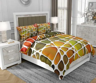 Produktbild von Bettwäsche 200x220 cm + 2x70x80 cm, 3-teilig, 100% Baumwolle, Satin, Reißverschluss, Bunt - SOVIO | So.0263