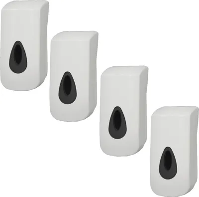 Produktbild von 4 PlastiQline Seifenspender - 900 ml - Kunststoff - weiß - Wandspender - grau