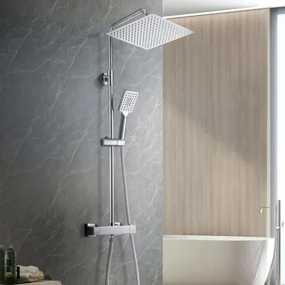 Produktbild von Görbach Regendusche Duschsystem mit Duschstange verstellbare, 30x30cm Chrom