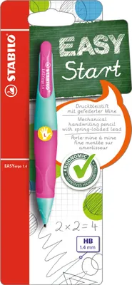 Produktbild von Ergonomischer Druck-Bleistift für Linkshänder - STABILO EASYergo 1.4 in türkis/neonpink - Einzelstift - inklusive 3 dünner Minen - Härtegrad HB