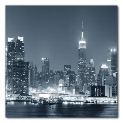Produktbild von Wallario selbstklebende Möbelfolie/ Tischdecke für Innen und Außen, Größe: 90 x 90 cm - New York Skyline - Schwarz Weiß Blau