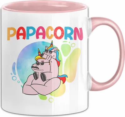 Produktbild von Papacorn Tasse Geschenk Zum Vatertag Von Tochter Sohn Einhorn Becher (Rosa)