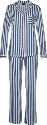 Produktbild von H.I.S. Pyjama 2 -teilig dunkelblau-weiß-gestreift Größe 36/38