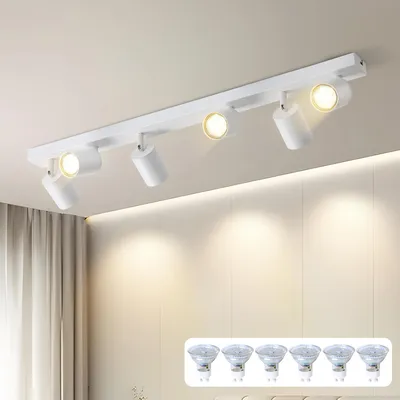 Produktbild von ZMH LED Deckenleuchte Weiß 6 Flammig Deckenlampe Deckenstrahler Modern GU10 Metall Deckenspots Schwenkbar 350° für Wohnzimmer Schlafzimmer Flur Mit Lichtquelle 4000k